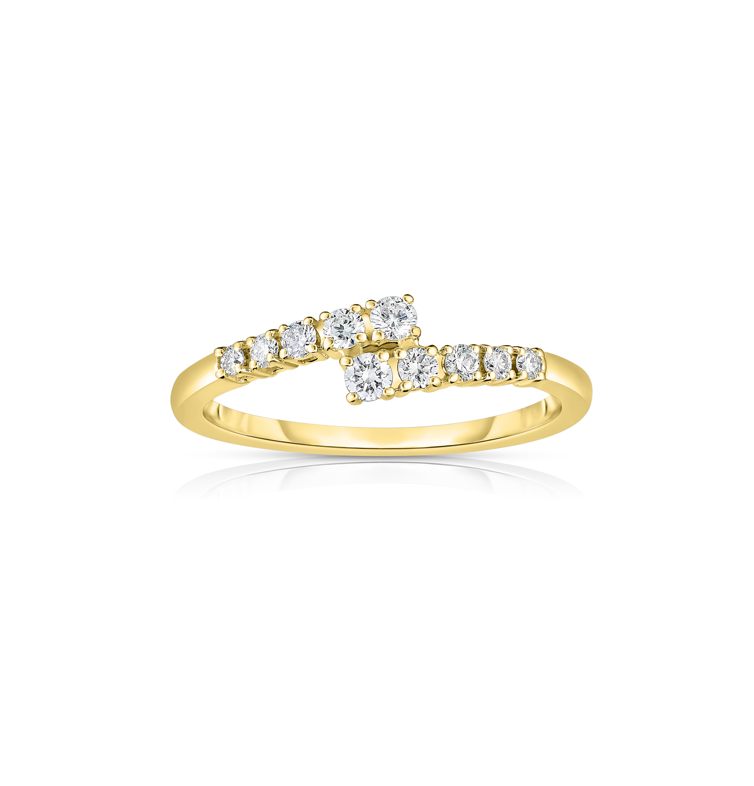 Sabel Collection Yellow Gold Bypass Ring with Diamonds